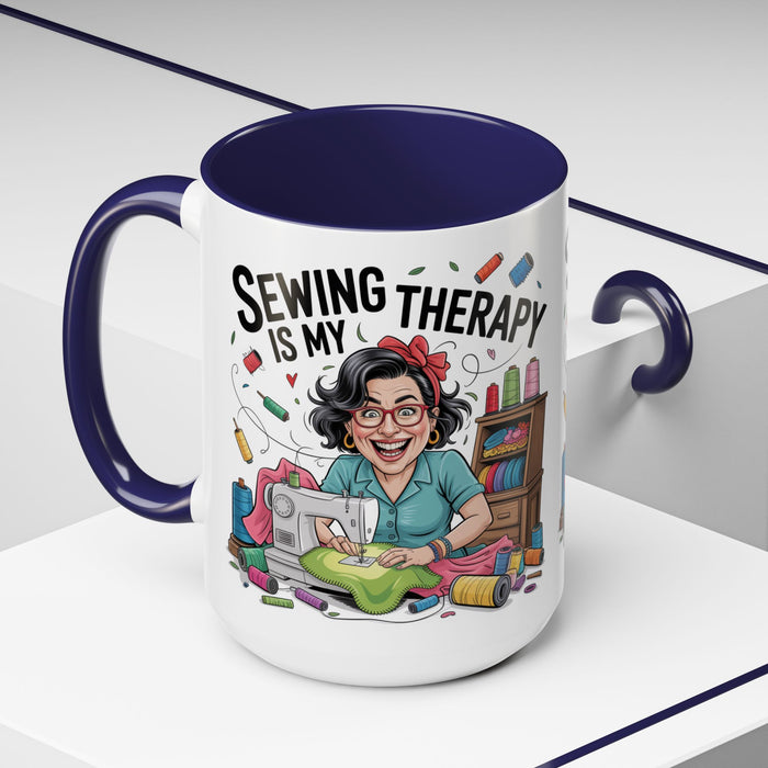 Therapy Coffee Mug, Unique Gift for Crafters, Personal Mug for Sewing Lovers, Arts and Crafts Inspiration, Fun Coffee Cup