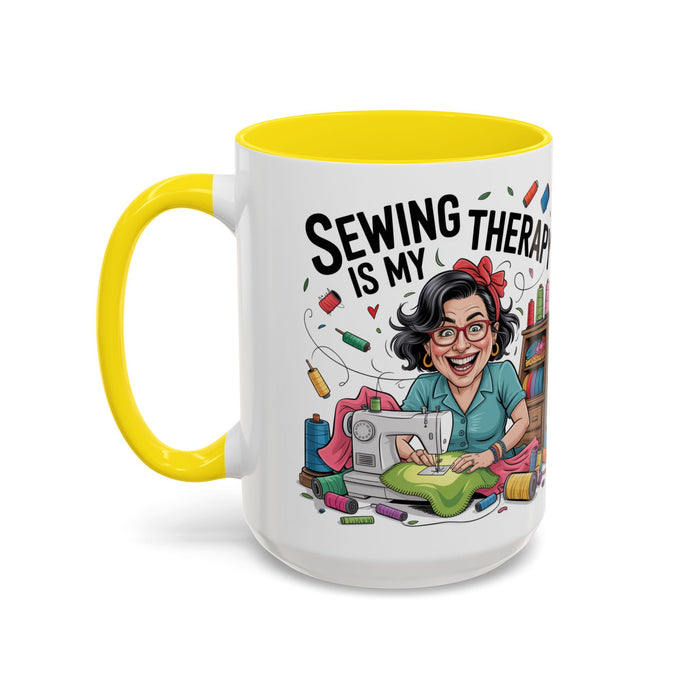 Therapy Coffee Mug, Unique Gift for Crafters, Personal Mug for Sewing Lovers, Arts and Crafts Inspiration, Fun Coffee Cup