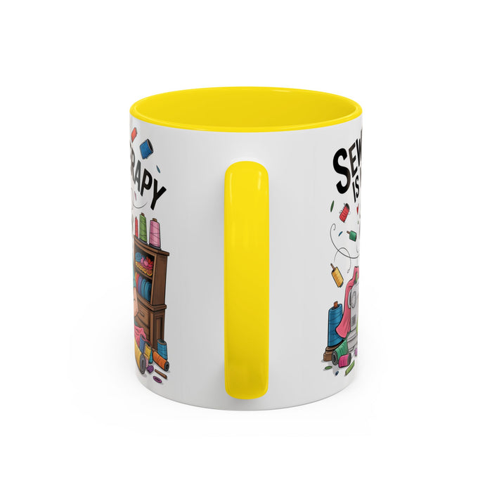Therapy Coffee Mug, Unique Gift for Crafters, Personal Mug for Sewing Lovers, Arts and Crafts Inspiration, Fun Coffee Cup