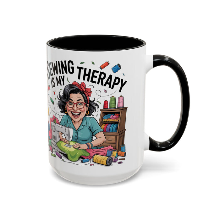 Therapy Coffee Mug, Unique Gift for Crafters, Personal Mug for Sewing Lovers, Arts and Crafts Inspiration, Fun Coffee Cup