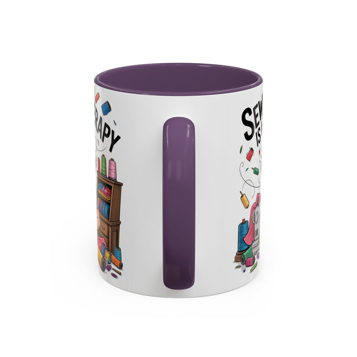 Therapy Coffee Mug, Unique Gift for Crafters, Personal Mug for Sewing Lovers, Arts and Crafts Inspiration, Fun Coffee Cup