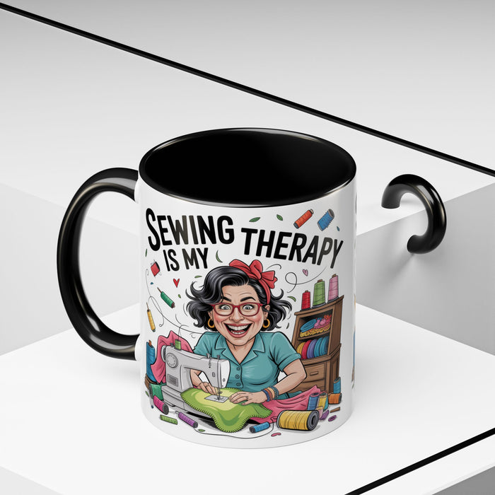 Therapy Coffee Mug, Unique Gift for Crafters, Personal Mug for Sewing Lovers, Arts and Crafts Inspiration, Fun Coffee Cup