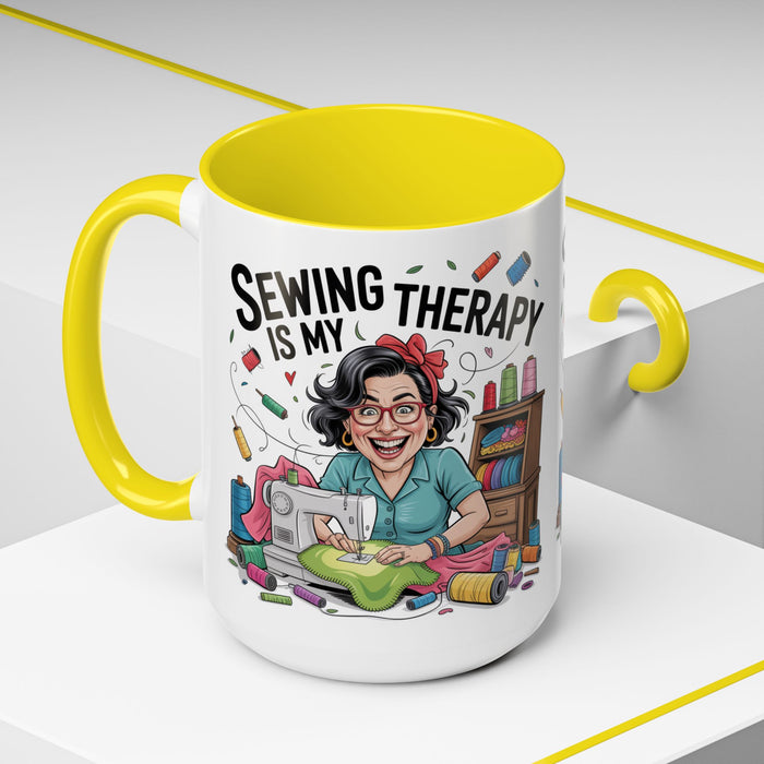 Therapy Coffee Mug, Unique Gift for Crafters, Personal Mug for Sewing Lovers, Arts and Crafts Inspiration, Fun Coffee Cup