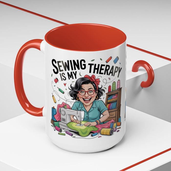 Therapy Coffee Mug, Unique Gift for Crafters, Personal Mug for Sewing Lovers, Arts and Crafts Inspiration, Fun Coffee Cup