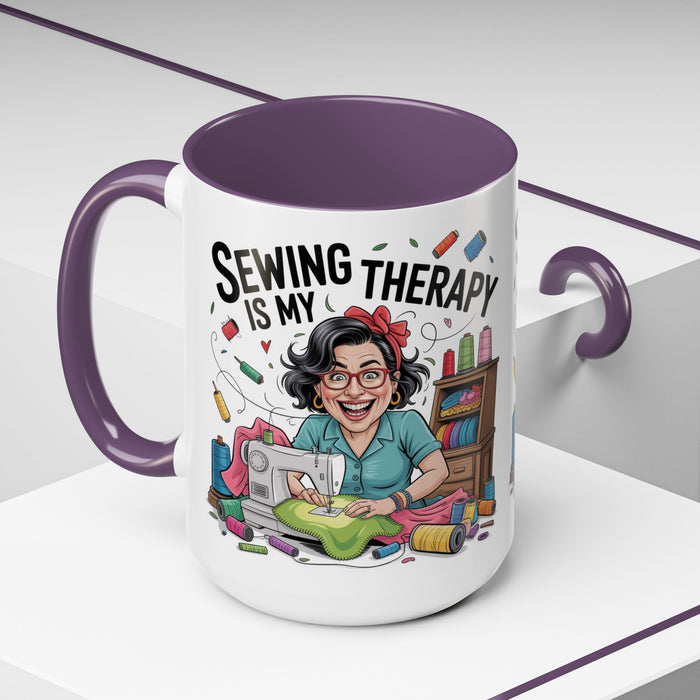 Therapy Coffee Mug, Unique Gift for Crafters, Personal Mug for Sewing Lovers, Arts and Crafts Inspiration, Fun Coffee Cup