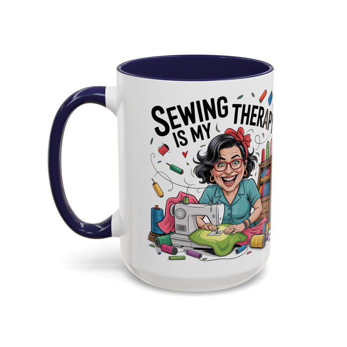 Therapy Coffee Mug, Unique Gift for Crafters, Personal Mug for Sewing Lovers, Arts and Crafts Inspiration, Fun Coffee Cup