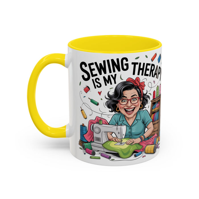 Therapy Coffee Mug, Unique Gift for Crafters, Personal Mug for Sewing Lovers, Arts and Crafts Inspiration, Fun Coffee Cup