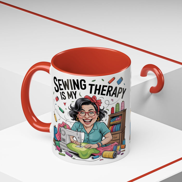 Therapy Coffee Mug, Unique Gift for Crafters, Personal Mug for Sewing Lovers, Arts and Crafts Inspiration, Fun Coffee Cup