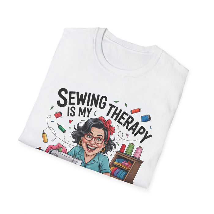 Sewing Therapy T-Shirt, Creative Gift for Sewers, Crafting Enthusiasts Apparel, Fun Sewing Humor Shirt, Artsy Mother's Day Gift