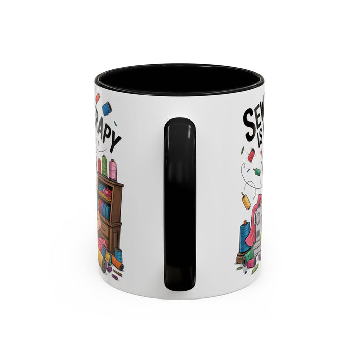 Therapy Coffee Mug, Unique Gift for Crafters, Personal Mug for Sewing Lovers, Arts and Crafts Inspiration, Fun Coffee Cup