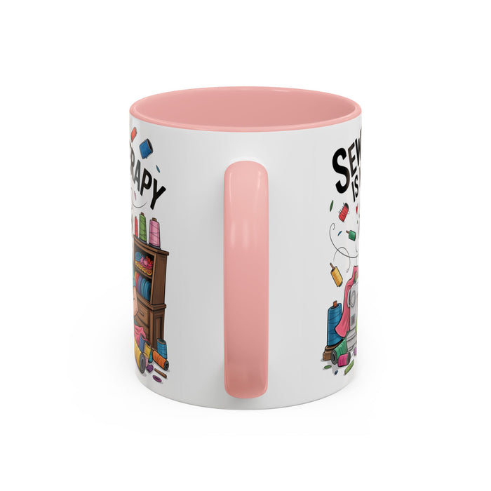 Therapy Coffee Mug, Unique Gift for Crafters, Personal Mug for Sewing Lovers, Arts and Crafts Inspiration, Fun Coffee Cup