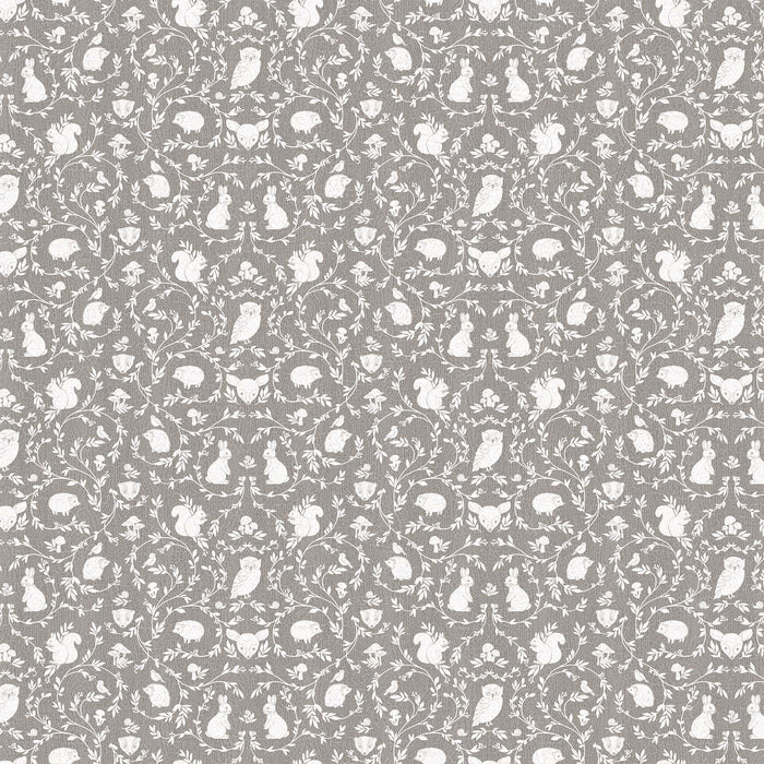 Woodland Adventures Animal Damask Gray