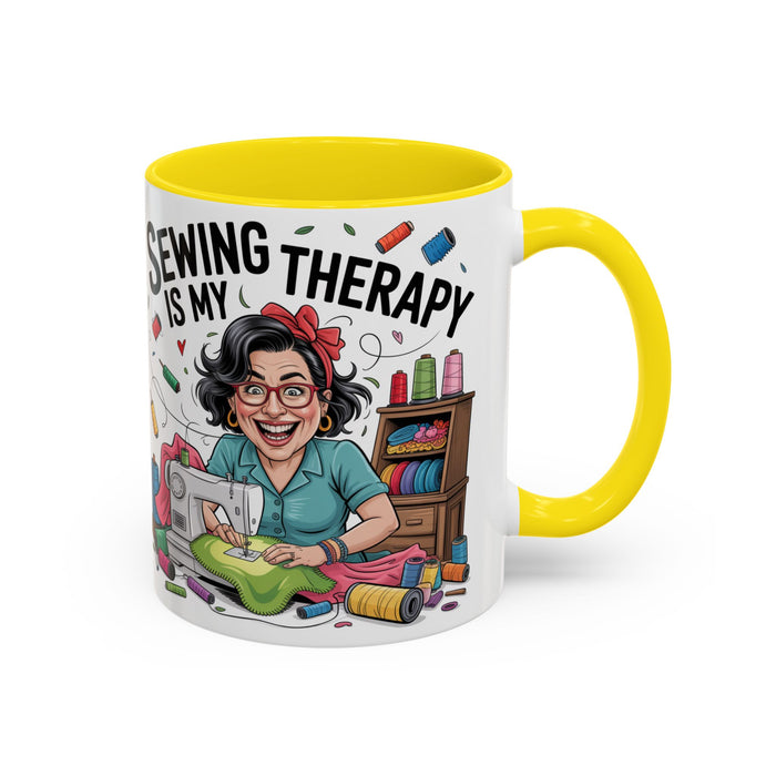 Therapy Coffee Mug, Unique Gift for Crafters, Personal Mug for Sewing Lovers, Arts and Crafts Inspiration, Fun Coffee Cup