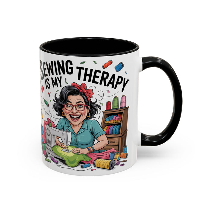 Therapy Coffee Mug, Unique Gift for Crafters, Personal Mug for Sewing Lovers, Arts and Crafts Inspiration, Fun Coffee Cup