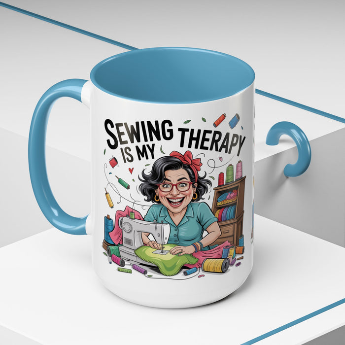 Therapy Coffee Mug, Unique Gift for Crafters, Personal Mug for Sewing Lovers, Arts and Crafts Inspiration, Fun Coffee Cup