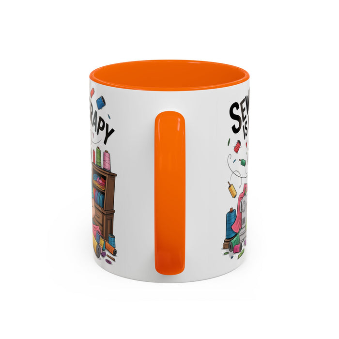 Therapy Coffee Mug, Unique Gift for Crafters, Personal Mug for Sewing Lovers, Arts and Crafts Inspiration, Fun Coffee Cup