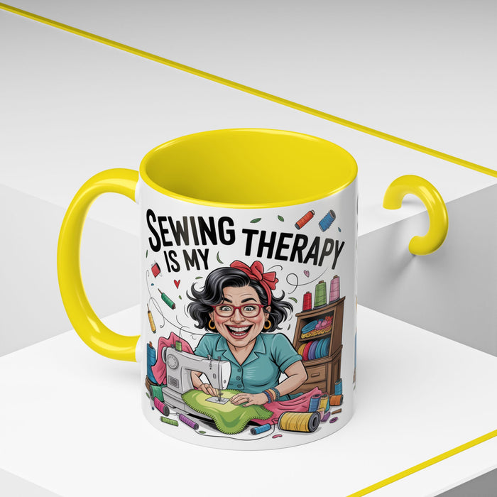 Therapy Coffee Mug, Unique Gift for Crafters, Personal Mug for Sewing Lovers, Arts and Crafts Inspiration, Fun Coffee Cup