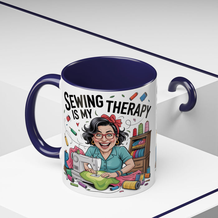 Therapy Coffee Mug, Unique Gift for Crafters, Personal Mug for Sewing Lovers, Arts and Crafts Inspiration, Fun Coffee Cup