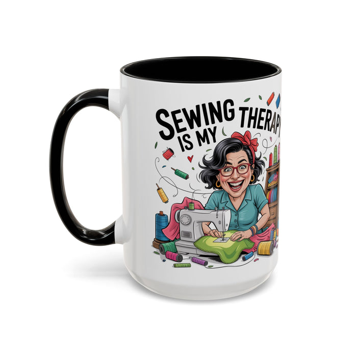 Therapy Coffee Mug, Unique Gift for Crafters, Personal Mug for Sewing Lovers, Arts and Crafts Inspiration, Fun Coffee Cup