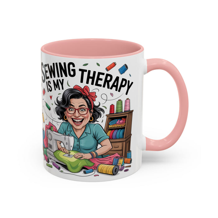 Therapy Coffee Mug, Unique Gift for Crafters, Personal Mug for Sewing Lovers, Arts and Crafts Inspiration, Fun Coffee Cup