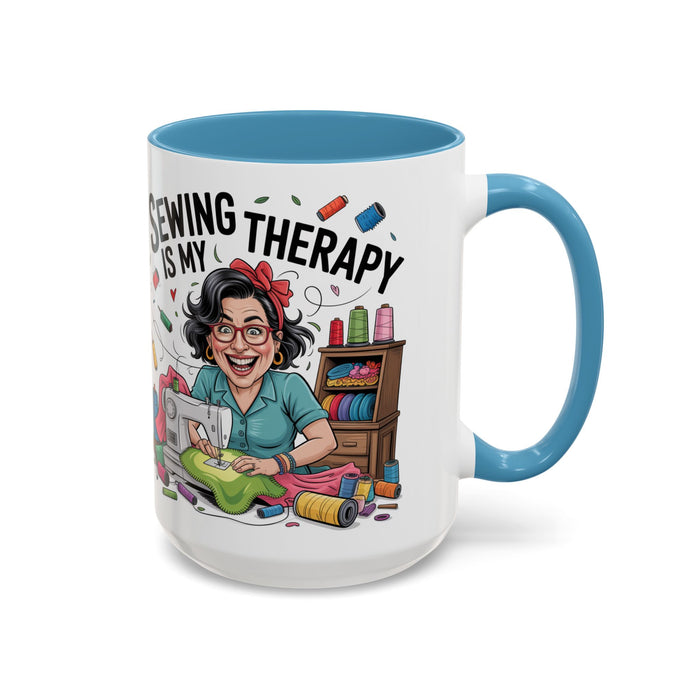 Therapy Coffee Mug, Unique Gift for Crafters, Personal Mug for Sewing Lovers, Arts and Crafts Inspiration, Fun Coffee Cup
