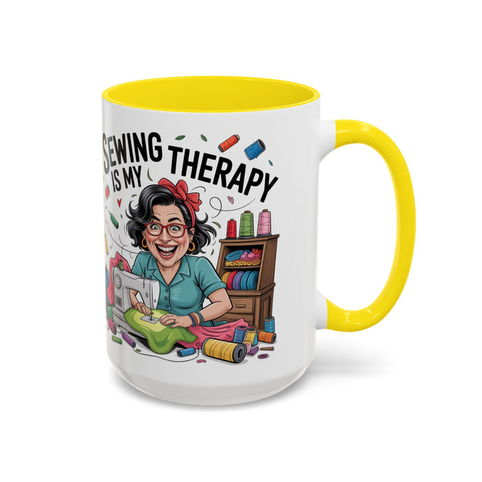 Therapy Coffee Mug, Unique Gift for Crafters, Personal Mug for Sewing Lovers, Arts and Crafts Inspiration, Fun Coffee Cup