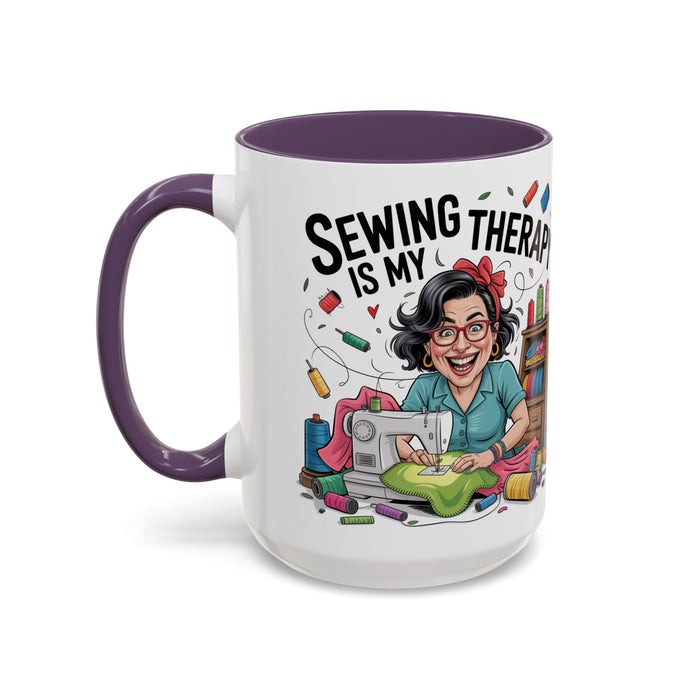 Therapy Coffee Mug, Unique Gift for Crafters, Personal Mug for Sewing Lovers, Arts and Crafts Inspiration, Fun Coffee Cup