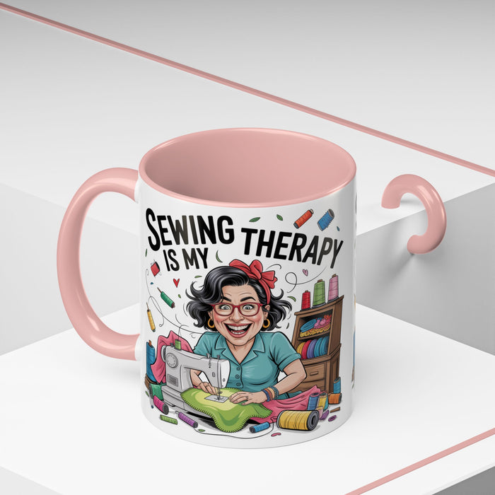 Therapy Coffee Mug, Unique Gift for Crafters, Personal Mug for Sewing Lovers, Arts and Crafts Inspiration, Fun Coffee Cup