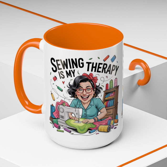 Therapy Coffee Mug, Unique Gift for Crafters, Personal Mug for Sewing Lovers, Arts and Crafts Inspiration, Fun Coffee Cup