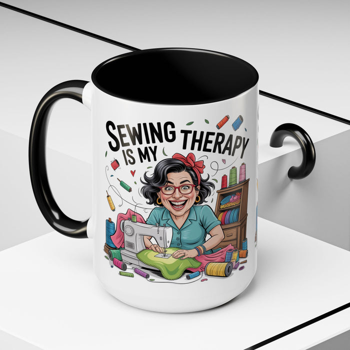 Therapy Coffee Mug, Unique Gift for Crafters, Personal Mug for Sewing Lovers, Arts and Crafts Inspiration, Fun Coffee Cup