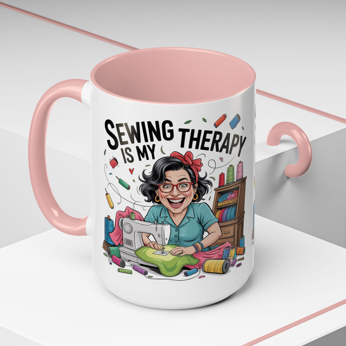 Therapy Coffee Mug, Unique Gift for Crafters, Personal Mug for Sewing Lovers, Arts and Crafts Inspiration, Fun Coffee Cup
