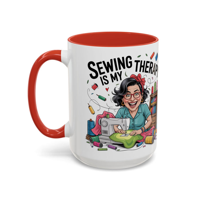 Therapy Coffee Mug, Unique Gift for Crafters, Personal Mug for Sewing Lovers, Arts and Crafts Inspiration, Fun Coffee Cup