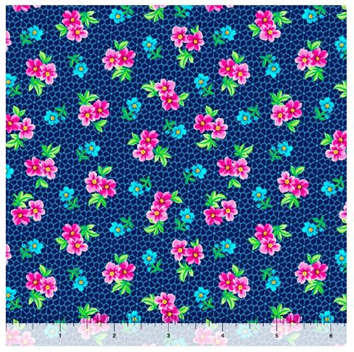 Floral Cache-Spaced Floral Navy