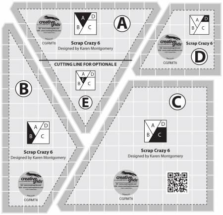 Creative Grids Scrap Crazy 6 Templates Quilt Ruler