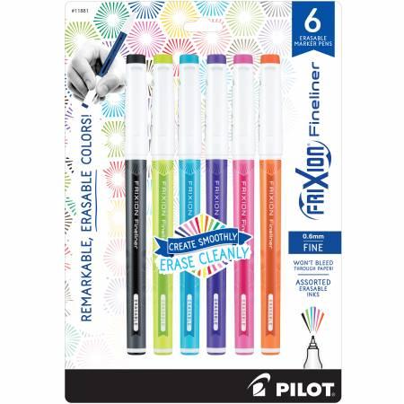 Frixion Fineliner 6pk Assorted