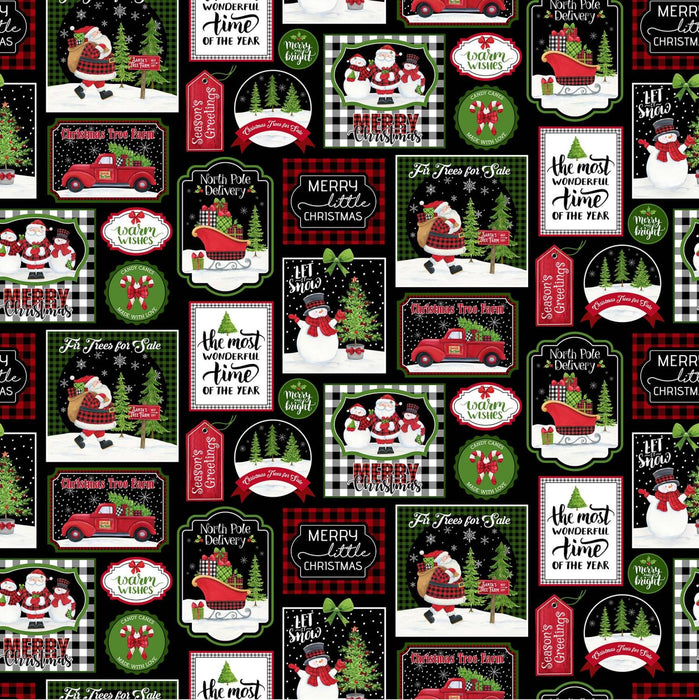 SANTA'S TREE FARM BLACK MULTI
